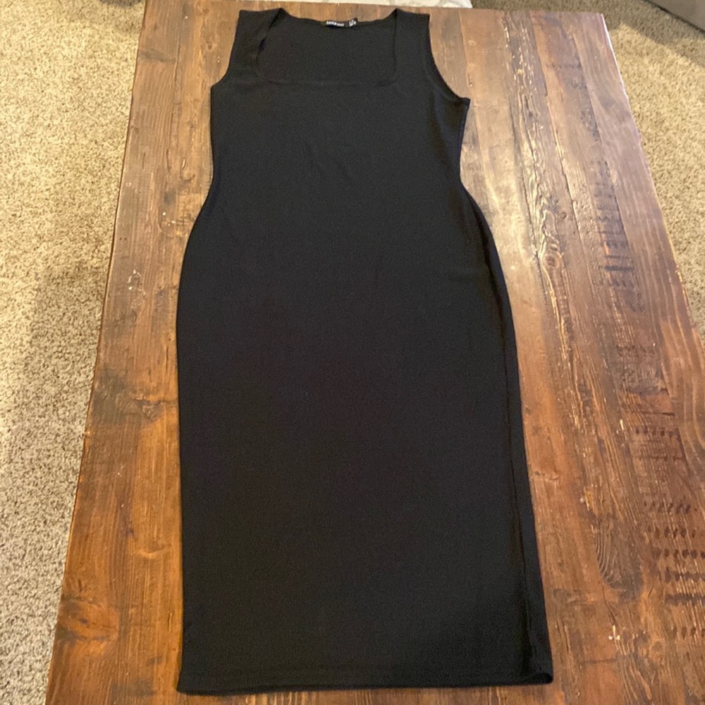 Boohoo  maxi  black ribbed dress & cardigan  set  size 18
